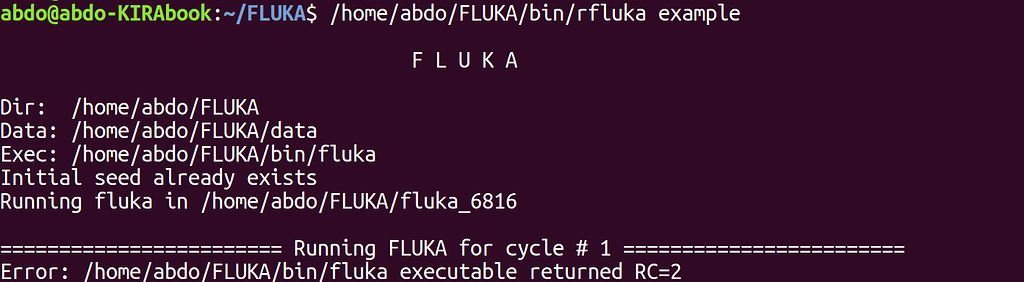 Fluka running an example - Running and Runtime Errors - FLUKA User Forum