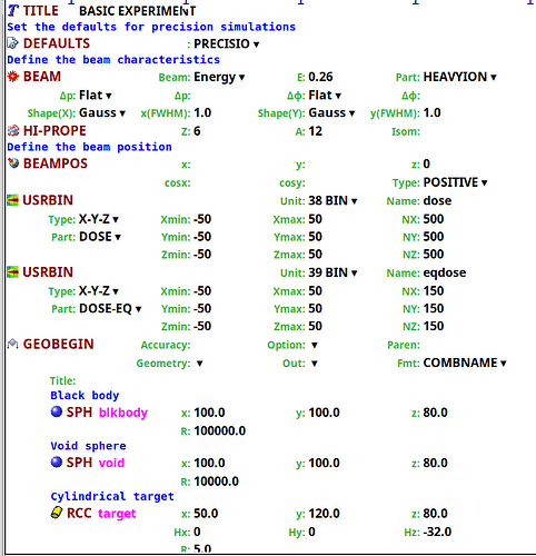 input for primary beam